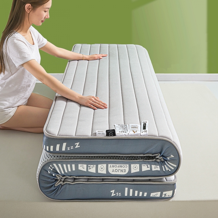 91家纺网 家纺一手货源 找家纺 帛奴家纺 2023新款A类乳胶抗菌记忆棉海绵床垫 条纹灰