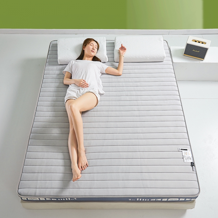 91家纺网 家纺一手货源 找家纺 帛奴家纺 2023新款A类乳胶抗菌记忆棉海绵床垫 条纹灰