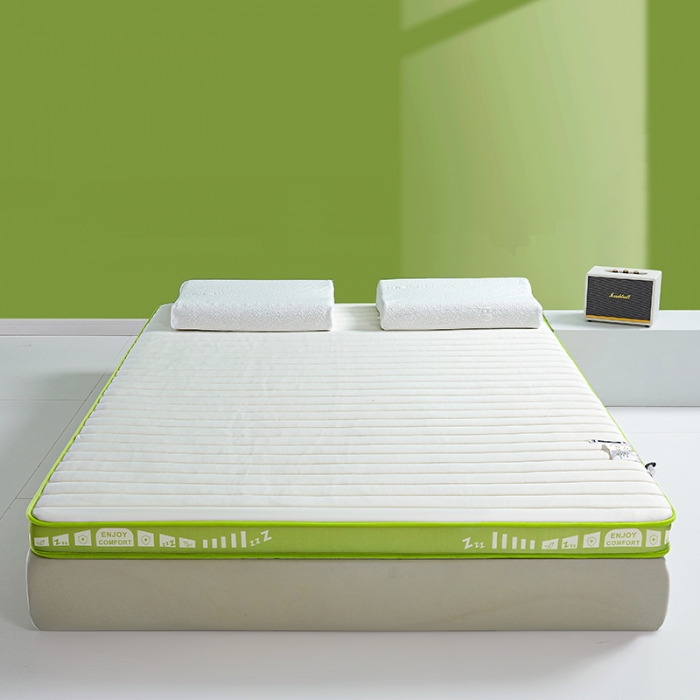 91家纺网 家纺一手货源 找家纺 帛奴家纺 2023新款A类乳胶抗菌记忆棉海绵床垫 条纹绿