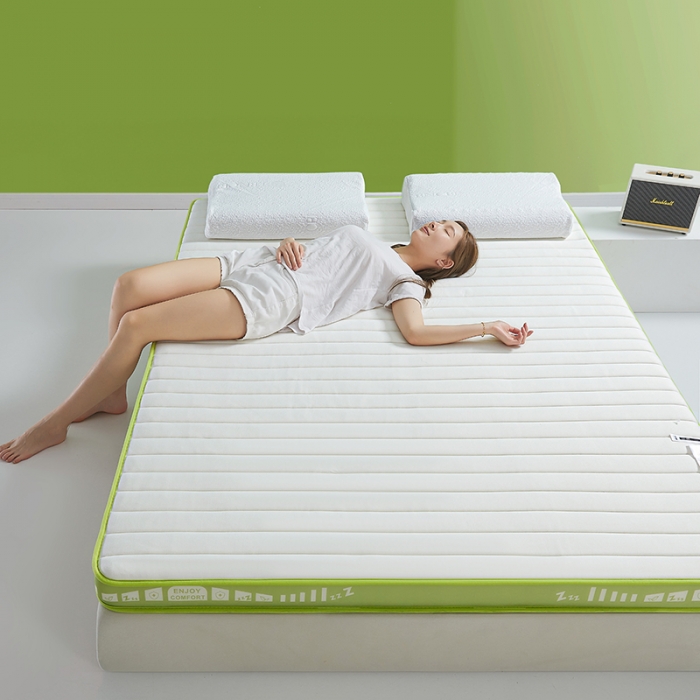 91家纺网 家纺一手货源 找家纺 帛奴家纺 2023新款A类乳胶抗菌记忆棉海绵床垫 条纹绿