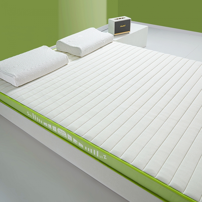 91家纺网 家纺一手货源 找家纺 帛奴家纺 2023新款A类乳胶抗菌记忆棉海绵床垫 条纹绿