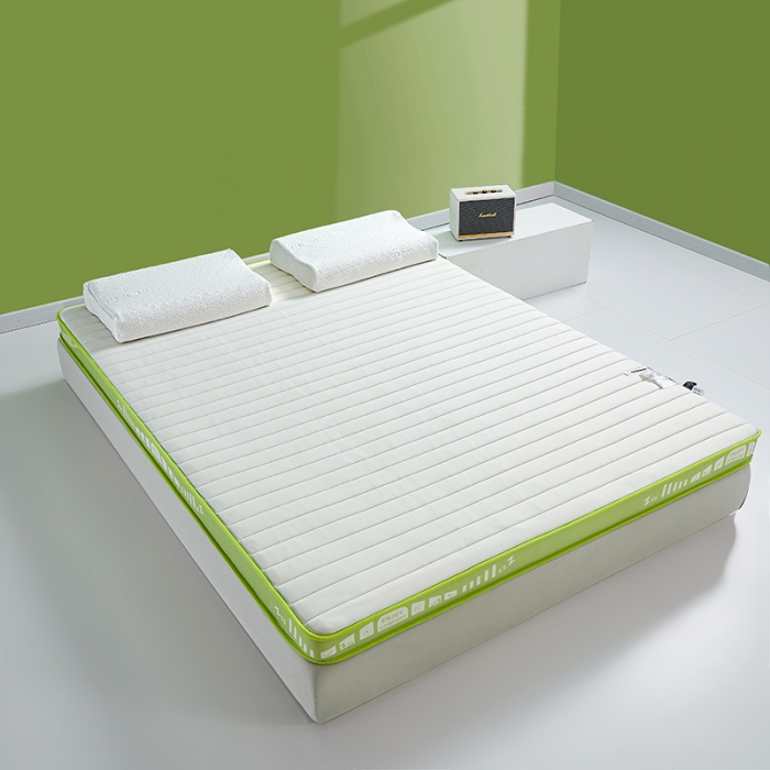 91家纺网 家纺一手货源 找家纺 帛奴家纺 2023新款A类乳胶抗菌记忆棉海绵床垫 条纹绿