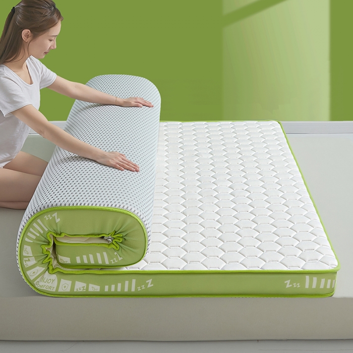 91家纺网 家纺一手货源 找家纺 帛奴家纺 2023新款A类乳胶抗菌记忆棉海绵床垫 元气绿