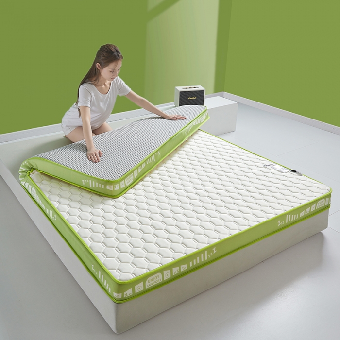 91家纺网 家纺一手货源 找家纺 帛奴家纺 2023新款A类乳胶抗菌记忆棉海绵床垫 元气绿