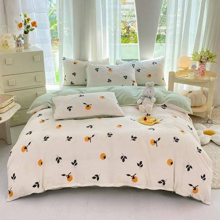 妖妖家纺 2024新款超柔软糯水洗云朵棉印花四季款四件套 柿柿如意