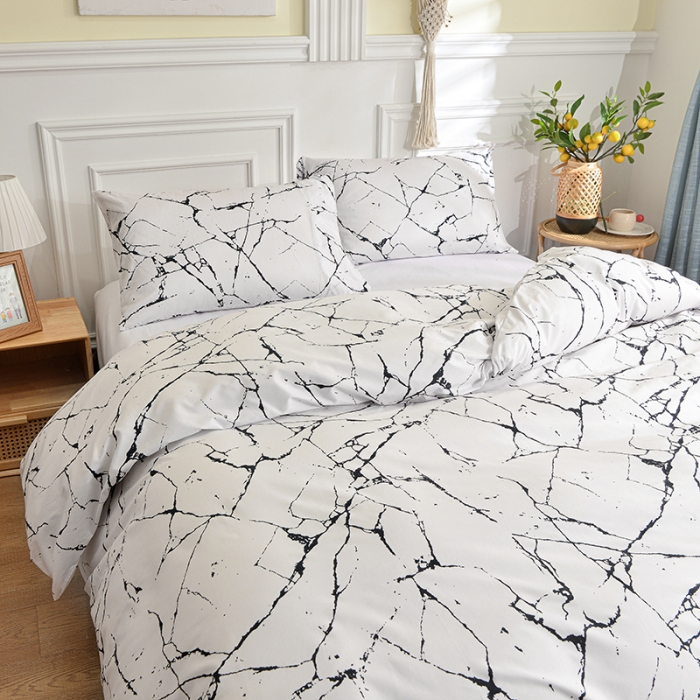 91家纺网 家纺一手货源 找家纺 柏钧家纺 2023新款芦荟棉85克床笠款四件套 抽象派