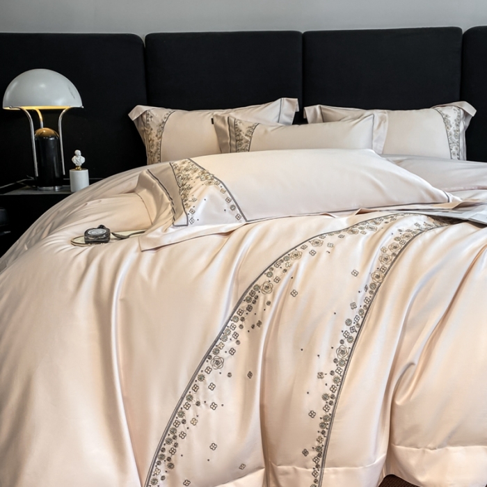 91家纺网 家纺一手货源 找家纺 品家居 2025新款长绒棉四件套-香风徐来 粉玉