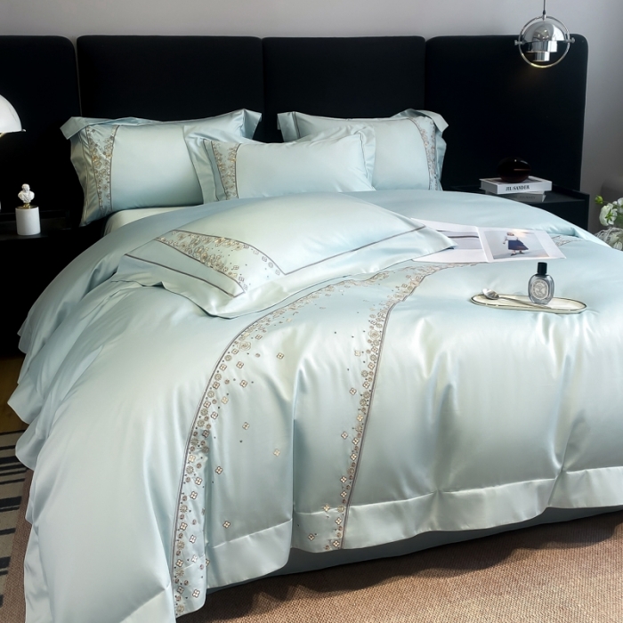 91家纺网 家纺一手货源 找家纺 品家居 2025新款长绒棉四件套-香风徐来 蓝