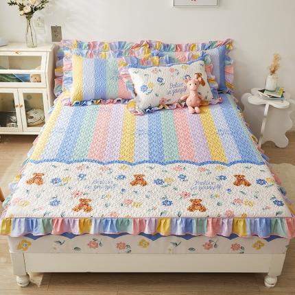 91家纺网 家纺一手货源 找家纺 宜凡 2023新款全棉印花床笠三件套 假日小熊