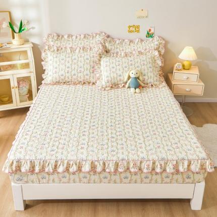 91家纺网 家纺一手货源 找家纺 宜凡 2023新款全棉印花床笠三件套 花枝舞