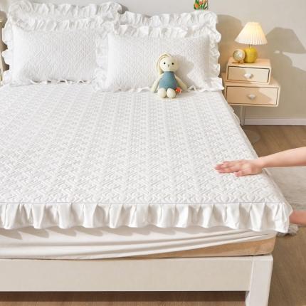 宜凡 2023新款全棉印花床笠三件套 简白