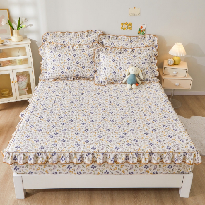 91家纺网 家纺一手货源 找家纺 宜凡 2023新款全棉印花床笠三件套 可可