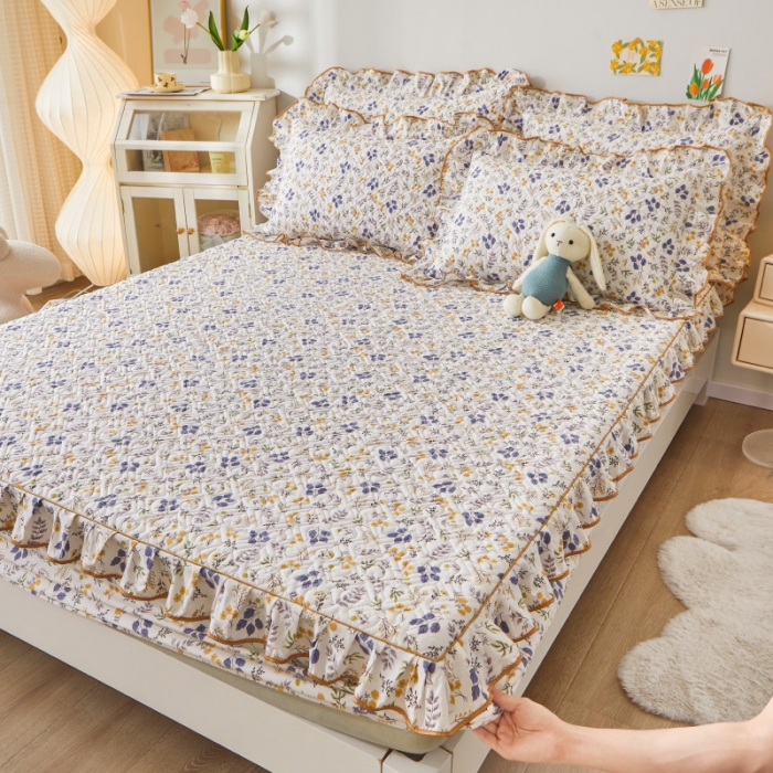 91家纺网 家纺一手货源 找家纺 宜凡 2023新款全棉印花床笠三件套 可可