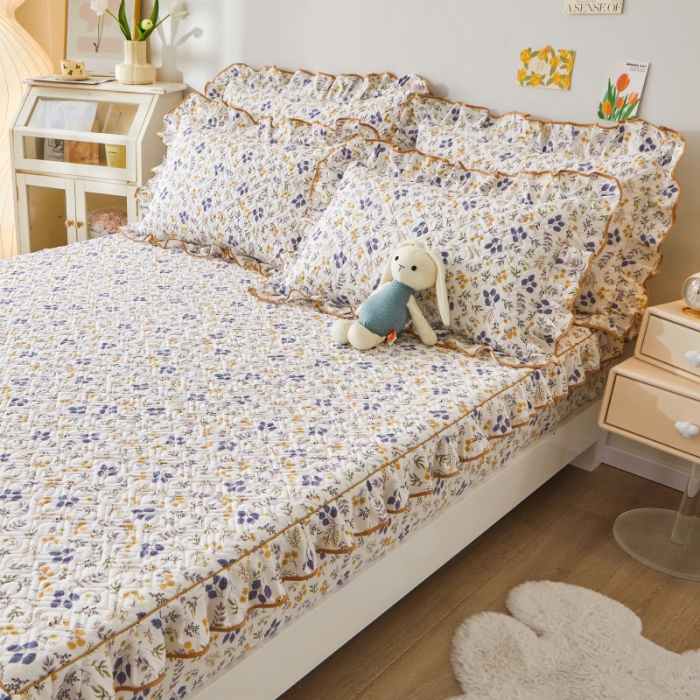 91家纺网 家纺一手货源 找家纺 宜凡 2023新款全棉印花床笠三件套 可可