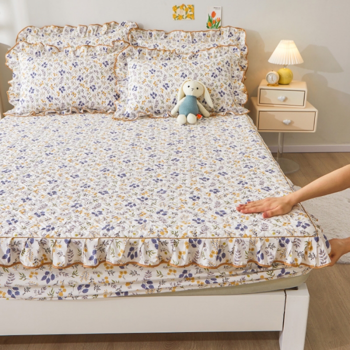 91家纺网 家纺一手货源 找家纺 宜凡 2023新款全棉印花床笠三件套 可可