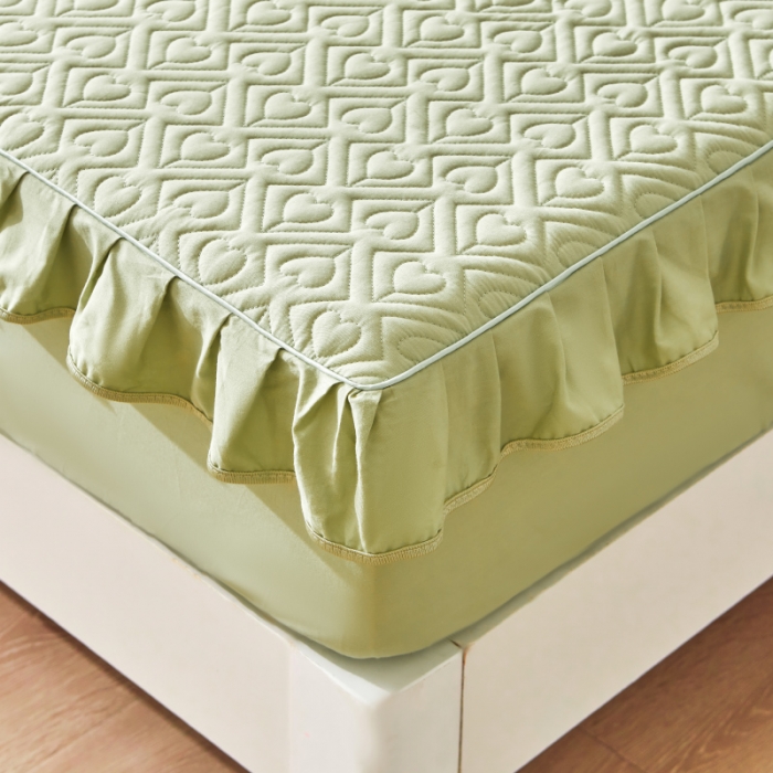 91家纺网 家纺一手货源 找家纺 宜凡 2023新款全棉印花床笠三件套 抹茶