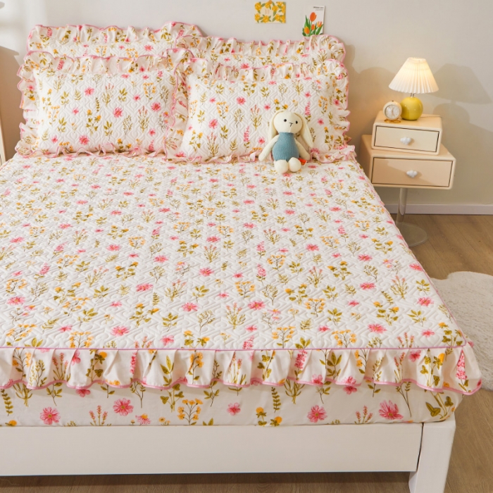 91家纺网 家纺一手货源 找家纺 宜凡 2023新款全棉印花床笠三件套 微梦