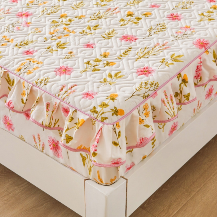 91家纺网 家纺一手货源 找家纺 宜凡 2023新款全棉印花床笠三件套 微梦