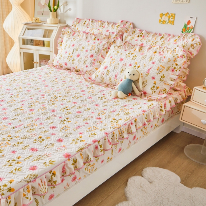 91家纺网 家纺一手货源 找家纺 宜凡 2023新款全棉印花床笠三件套 微梦