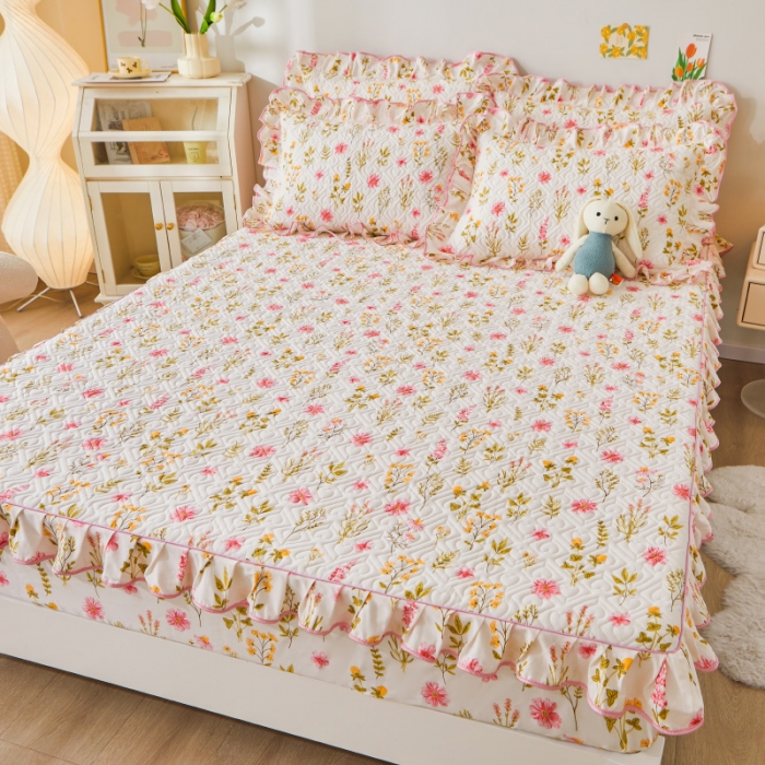 91家纺网 家纺一手货源 找家纺 宜凡 2023新款全棉印花床笠三件套 微梦