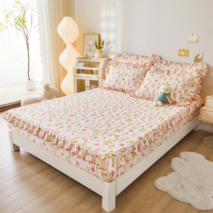 91家纺网 家纺一手货源 找家纺 宜凡 2023新款全棉印花床笠三件套 微梦