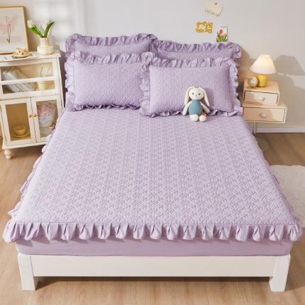 宜凡 2023新款全棉印花床笠三件套 优雅紫