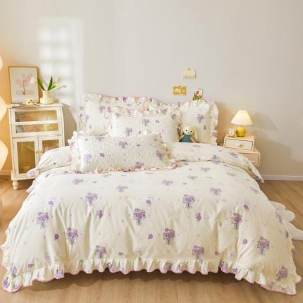 91家纺网 家纺一手货源 找家纺 宜凡 2023新款全棉印花床笠四件套 哈喽兔