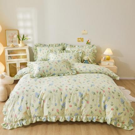 91家纺网 家纺一手货源 找家纺 宜凡 2023新款全棉印花床笠四件套 花溪