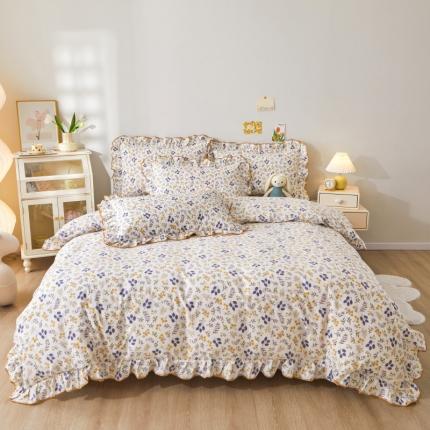 宜凡 2023新款全棉印花床笠四件套 可可