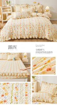 91家纺网 家纺一手货源 找家纺 宜凡 2023新款全棉印花床笠四件套 露西