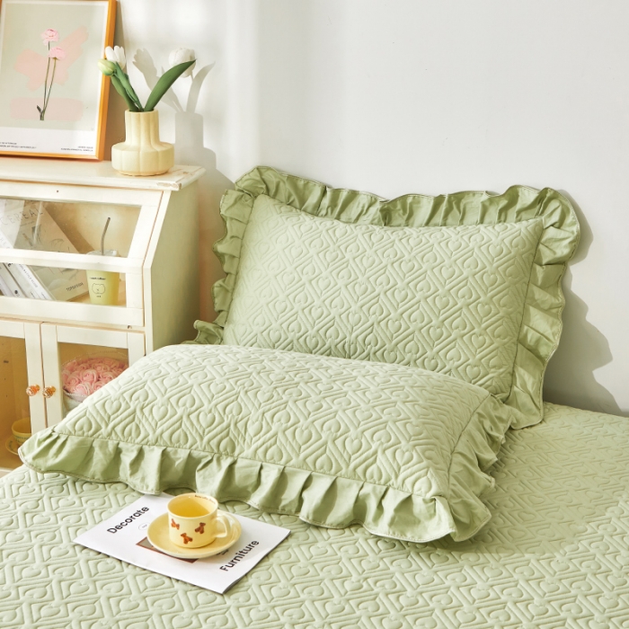 91家纺网 家纺一手货源 找家纺 宜凡 2023新款全棉印花床笠四件套 抹茶