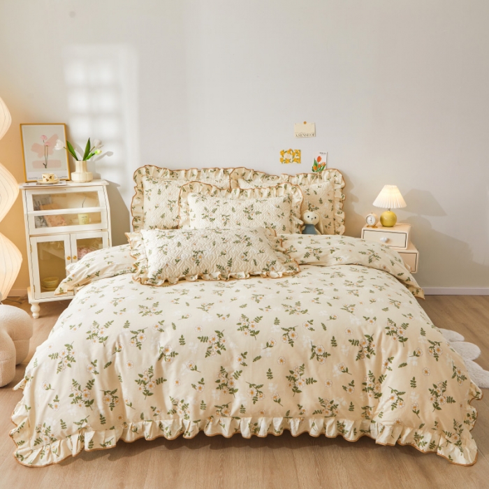 91家纺网 家纺一手货源 找家纺 宜凡 2023新款全棉印花床笠四件套 人间四月