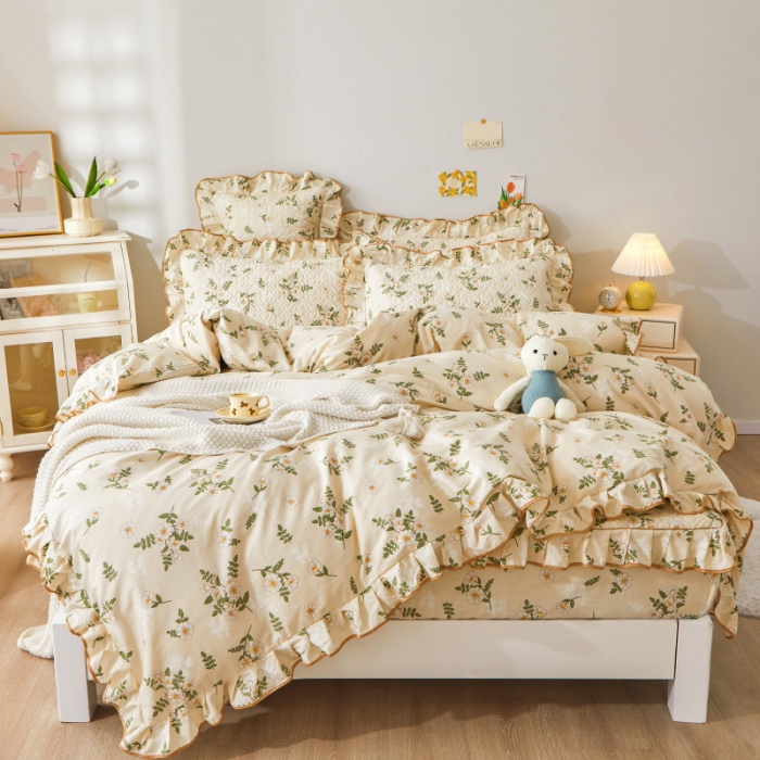 91家纺网 家纺一手货源 找家纺 宜凡 2023新款全棉印花床笠四件套 人间四月