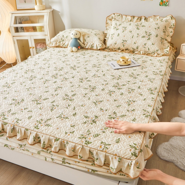 91家纺网 家纺一手货源 找家纺 宜凡 2023新款全棉印花床笠四件套 人间四月