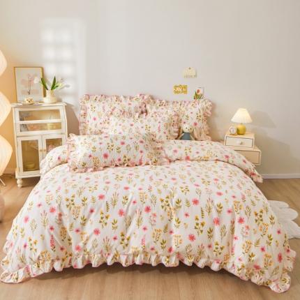 宜凡 2023新款全棉印花床笠四件套 微梦