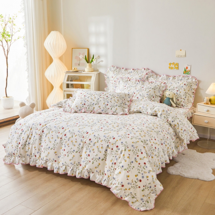 91家纺网 家纺一手货源 找家纺 宜凡 2023新款全棉印花床笠四件套 夏沫