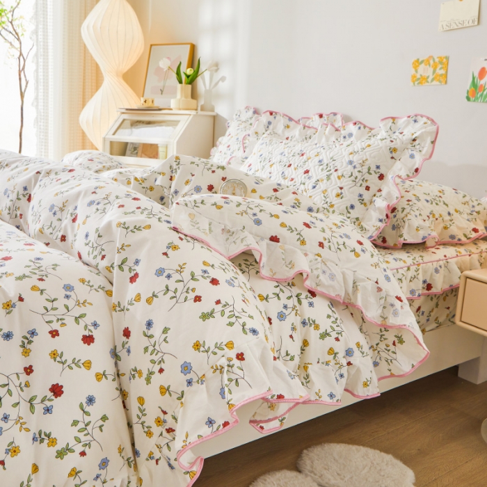 91家纺网 家纺一手货源 找家纺 宜凡 2023新款全棉印花床笠四件套 夏沫