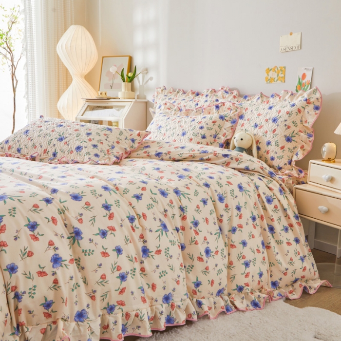 91家纺网 家纺一手货源 找家纺 宜凡 2023新款全棉印花床笠四件套 茵漫