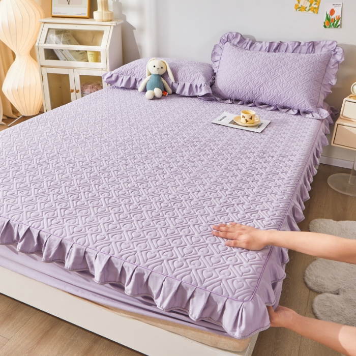 91家纺网 家纺一手货源 找家纺 宜凡 2023新款全棉印花床笠四件套 优雅紫