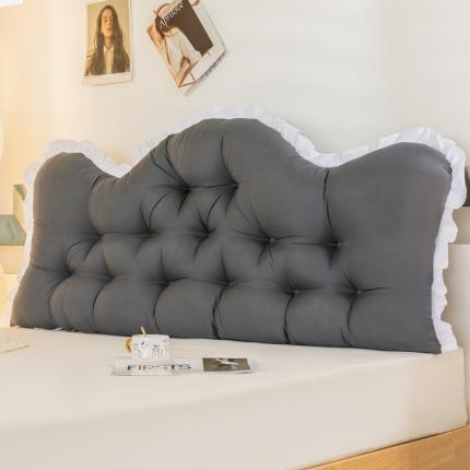 91家纺网 家纺一手货源 找家纺 碧尔家居 2025新款田园机械钉扣纯色床头靠垫软包靠背抱枕 深灰