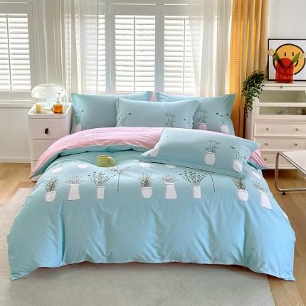 91家纺网 家纺一手货源 找家纺 星期三家纺 2023新款6月新款铂金全棉13372四件套（加老板微信有会员价） 花恋-兰