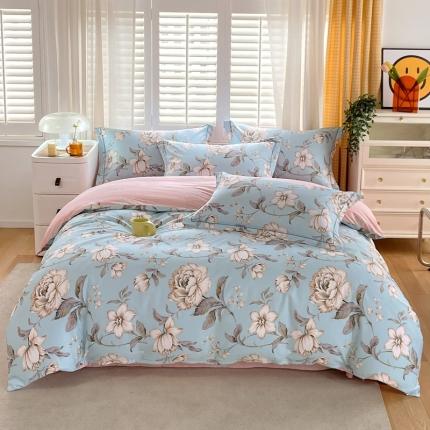 91家纺网 家纺一手货源 找家纺 星期三家纺 2023新款6月新款铂金全棉13372四件套（加老板微信有会员价） 田园花卉