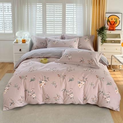 91家纺网 家纺一手货源 找家纺 星期三家纺 2023新款6月新款铂金全棉13372四件套（加老板微信有会员价） 烟萝-粉