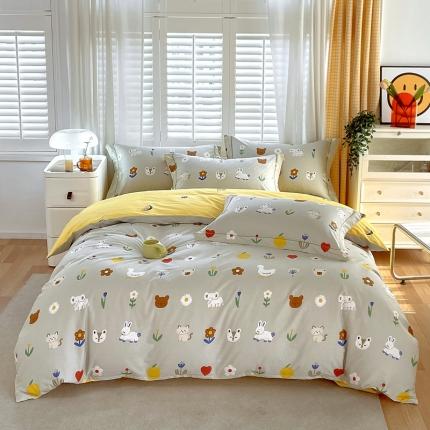 星期三家纺 2023新款6月新款铂金全棉13372四件套（加老板微信有会员价） 动物世界-灰