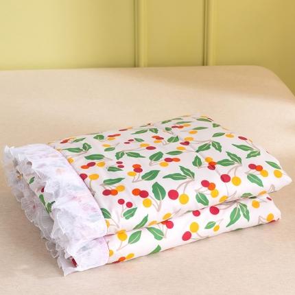 91家纺网 家纺一手货源 找家纺 十九色 2024新款柔赛丝雪纺花边夏被 樱桃