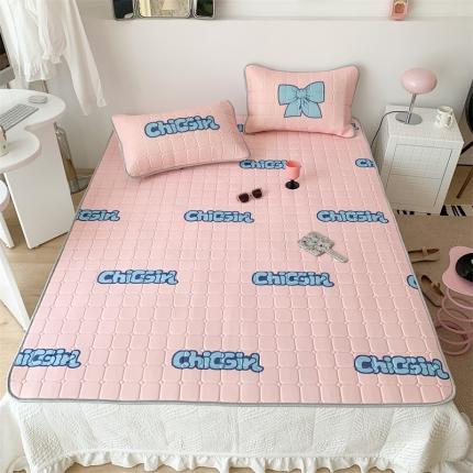 91家纺网 家纺一手货源 找家纺 昔可 2023新款方块绗缝乳胶凉席三件套Chic风 chicgirl