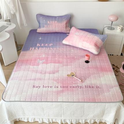 （总）昔可 2023新款方块绗缝乳胶凉席三件套Chic风