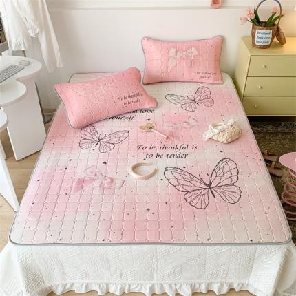 昔可 2023新款方块绗缝乳胶凉席芭蕾风 芭蕾蝴蝶序曲