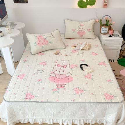 昔可 2023新款方块绗缝乳胶凉席芭蕾风 玫瑰芭蕾兔