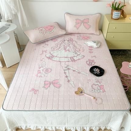 昔可 2023新款方块绗缝乳胶凉席芭蕾风 美少女